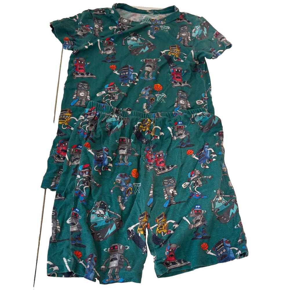 Posh Peanut Pajama Set 6T Shorts Robot Short Sleeve Bamboo Set
